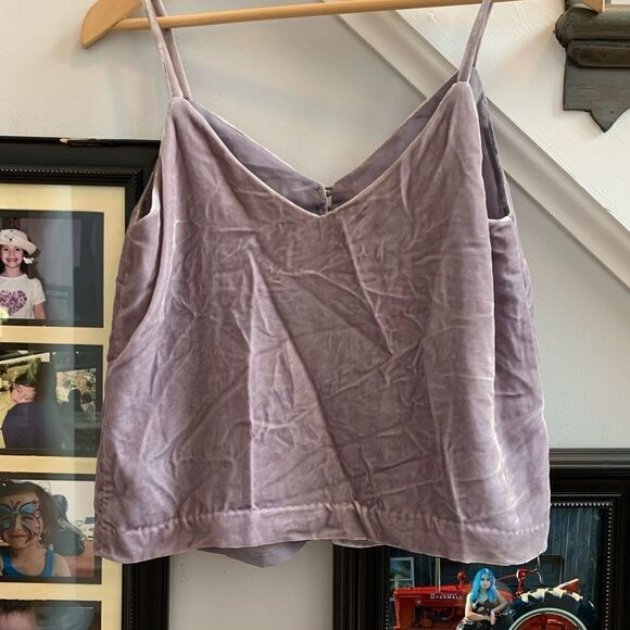 Madewell Gray Velvet Button Front Cami Top sz 00 - Picture 5 of 6